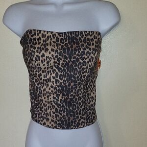 Shape FX Animal Print Strapless Crop Top